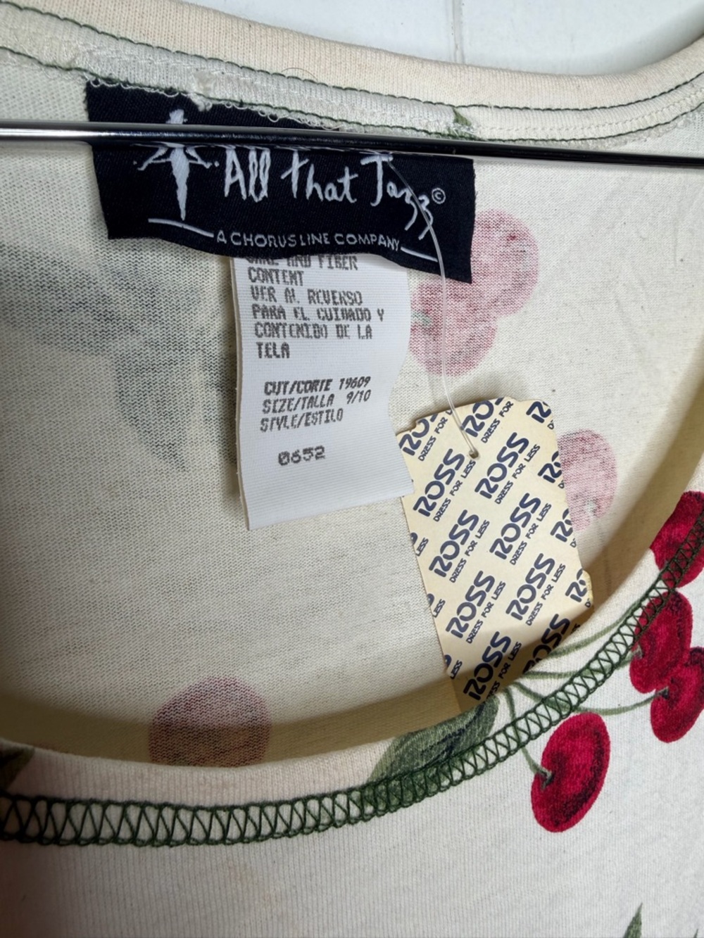 all that jazz baby doll dress vintage size 9/10 Cherry Print pinup retro NWT - Picture 4 of 11